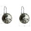 Strieborné náušnice visiace s kryštálmi Swarovski šedej okrúhle 31106.3 Black Diamond