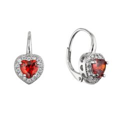Stříbrné náušnice srdce se zirkony 11649.3 garnet