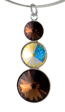 Náhrdelník Rivoli se Swarovski Elements s třemi kameny hnědý Smoked Topaz