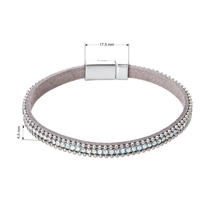 Náramek bílý textilní s krystaly 53007.1 crystal