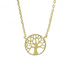 Strieborný náhrdelník s príveskom v motíve stromu života v zlatej farbe