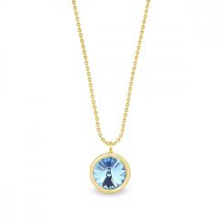Náhrdelník modrý strieborný pozlátený so Swarovski Elements Birthday Stone NBG1122SS29AQ Aqua - Marec