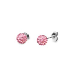 Náušnice růžové se Swarovski Elements kulička Rose 6 mm