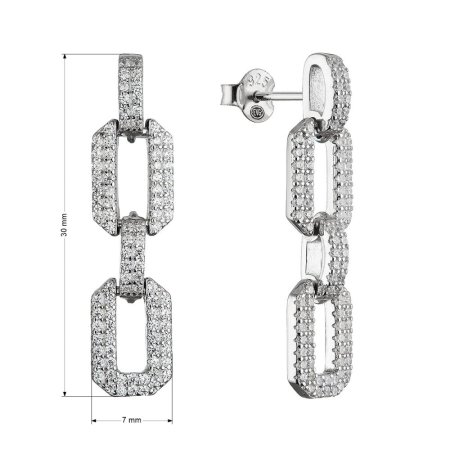 Strieborné náušnice dlhé očká so zirkónmi 11655.1