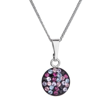 Strieborný náhrdelník so Swarovski kryštálmi okrúhly fialový 32086.3 Magic violet