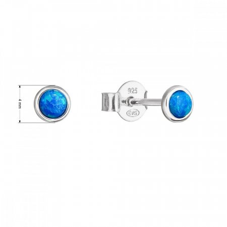 Strieborné náušnice so syntetickým opálom modré okrúhle 11338.3 Blue s. Opal
