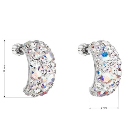 Strieborné náušnice visiace s kryštálmi Swarovski ab efekt polkruh 31164.2 AB