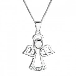 Stříbrný náhrdelník anděl se Swarovski krystaly bílý 32076.1 Krystal