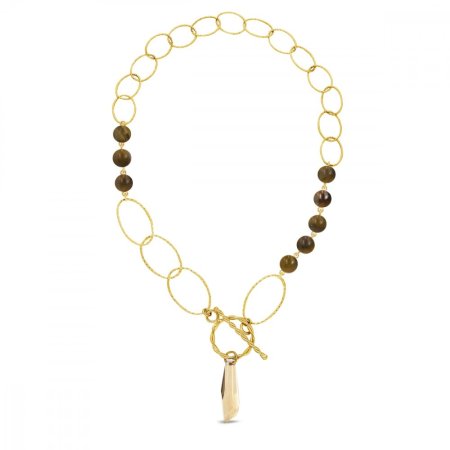 Stříbrný pozlacený náhrdelník zlaté barvy Crystalactite NG6017GS8TO Golden Shadow
