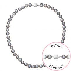 Perlový náhrdelník z riečnych perál so zapínaním z bieleho 14 karátového zlata 822028.3/9268B grey