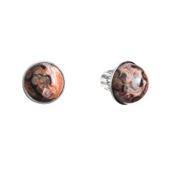 Strieborné náušnice kôstky s pravými minerálnymi kameňmi okrúhle 11491.3 Jaspis Leopard Skin