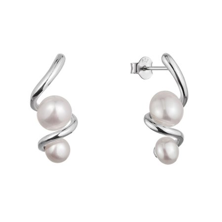 Stříbrné náušnice spirála se dvěma říčními perlami 21109.1