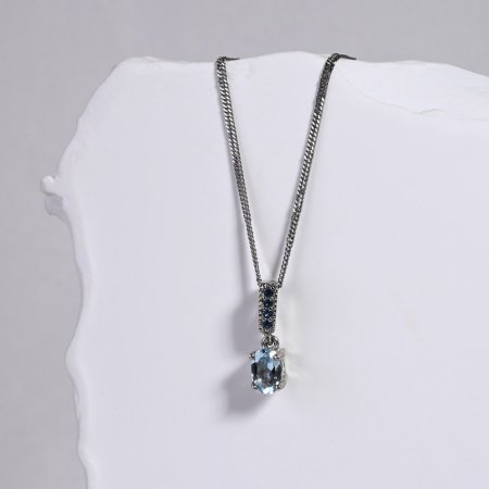 Strieborný náhrdelník luxusný s pravými minerálnymi kameňmi modrý 12082.3 london nano, sky topaz