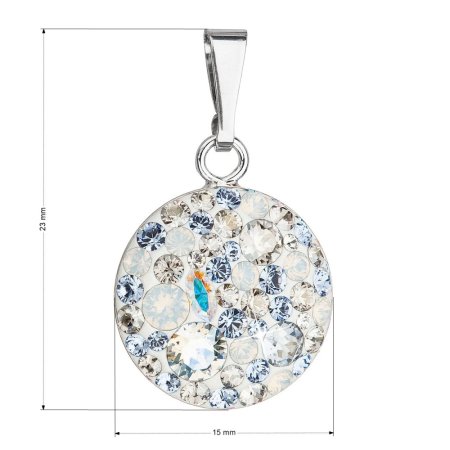 Stříbrný přívěsek s krystaly Swarovski modrý kulatý 34225.3 Light Sapphire