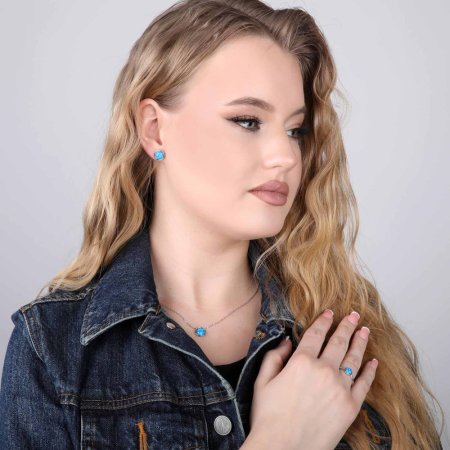 Strieborné náušnice kôstky so syntetickým opálom modré 11465.3 blue
