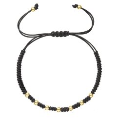 Kabbalah náramok čierny so zlatými guličkami 93T00101 black