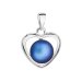 Strieborný prívesok s tmavo modrou matnou perlou srdca 34246.3 Dark Blue