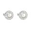 Strieborné náušnice pecka s kryštálmi Swarovski a bielou perlou okrúhle 31214.1 Biela 7 mm