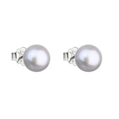 Stříbrné náušnice pecky s šedou říční perlou 21042.3 Grey 8 mm