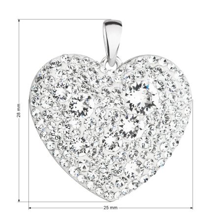 Strieborný prívesok s kryštálmi Swarovski biele srdce 34243.1 Kryštál