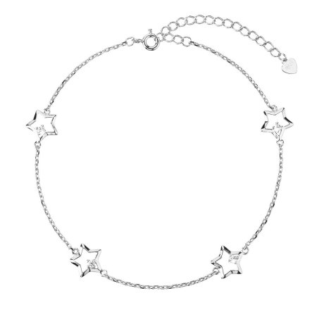Strieborná retiazka na nohu hviezdičky s bielymi zirkónmi 16003.1