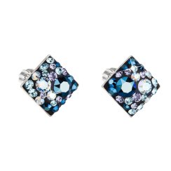 Stříbrné náušnice pecka s krystaly Swarovski modrý kosočtverec 31169.3 Blue Style