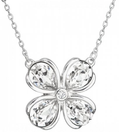 Stříbrný náhrdelník s krystaly Swarovski bílá kytička 32066.1 Krystal