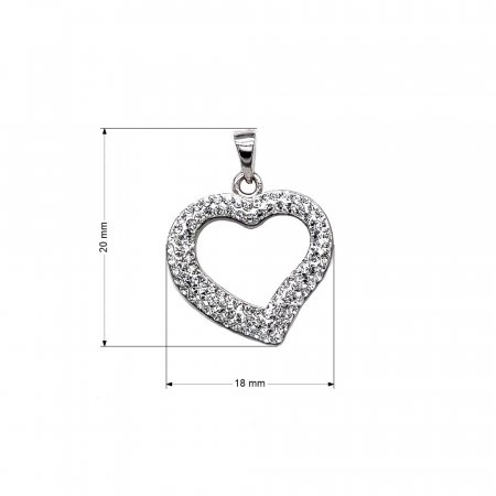 Stříbrný přívěsek s krystaly Swarovski bílé srdce 74093.1