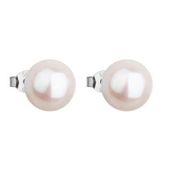 Zlaté 14 karátové náušnice pecky bílé zlato s bílou říční perlou 821043.1 Bílá