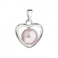 Stříbrný přívěsek s růžovou perlou srdce 34246.3 Rosaline