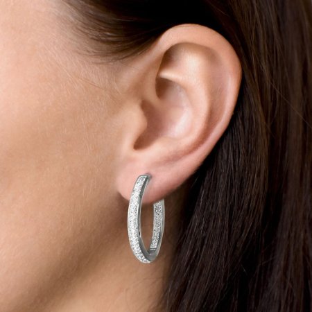Stříbrné náušnice kruhy s krystaly Swarovski bílý kruh 31122.1 Krystal