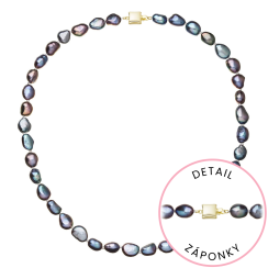 Perlový náhrdelník z říčních perel se zapínáním ze 14 karátového zlata 922027.3/9268A peacock