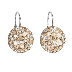 Stříbrné náušnice visací s krystaly Swarovski zlaté kulaté 31176.5 Gold