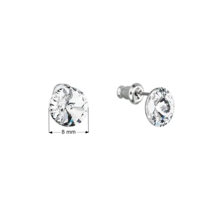 Náušnice bižuterie s křišťály Preciosa bílé kulaté 51037.1 Krystal