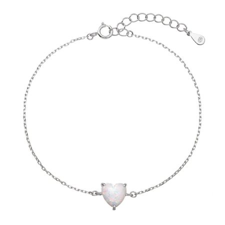 Strieborný náramok so syntetickým opálom biele srdce 13088.1 white