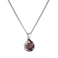 Strieborný náhrdelník luxusný s pravými minerálnymi kameňmi červená slza 12089.3 garnet