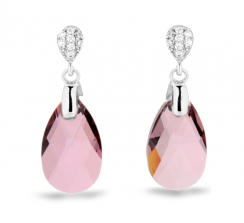 Stříbrné náušnice s krystaly Swarovski Elements růžová kapka Dainty Drop KW610616AP Antique Pink
