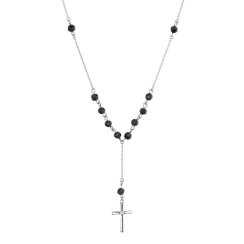 Strieborný ruženec s čiernymi zirkónmi 12174.3