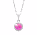 Stříbrný náhrdelník s kulatým opálem a krystaly Swarovski Light Fuchsia velký