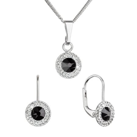 Sada šperkov s kryštálmi Swarovski náušnice a prívesok čierne guľaté 39109.3 Jet