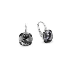 Náušnice se Swarovski Elements čtverec Barete KA447010SN Silver Night