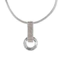 Kožený náhrdelník Cango & Rinaldi se Swarovski Elements stříbrný