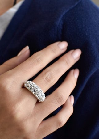 Stříbrný prsten s krystaly Swarovski bílý 35031.1 Krystal - Velikost prstenu: 52