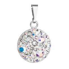 Strieborný prívesok s kryštálmi Swarovski ab efekt okrúhly 34225.2 AB
