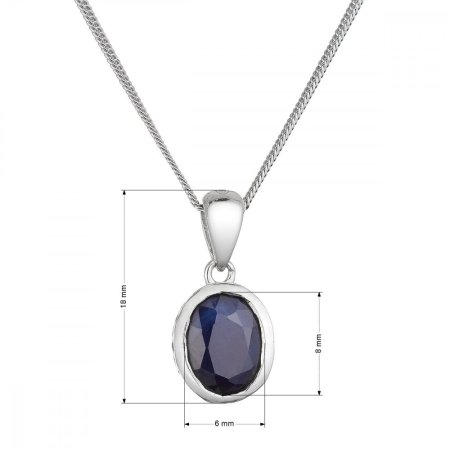 Stříbrný náhrdelník s pravým minerálním kamenem temně modrý 12087.3 dark sapphire