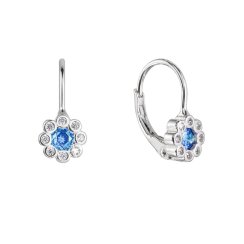 Strieborné náušnice detské kvietky so zirkónmi 11476.3 Aqua