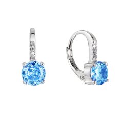 Stříbrné náušnice dětské kulaté se zirkony 11478.3 Aqua