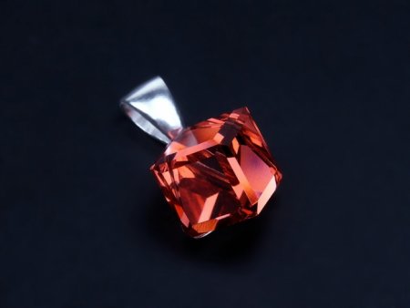 Prívesok oranžový sa Swarovski Elements kocka Padparadscha 8 mm