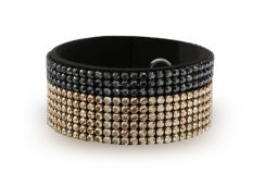 Náramok so Swarovski Elements Chic Medium BMESH9PCZJGS Jet + Gold Shadow zlato čierny