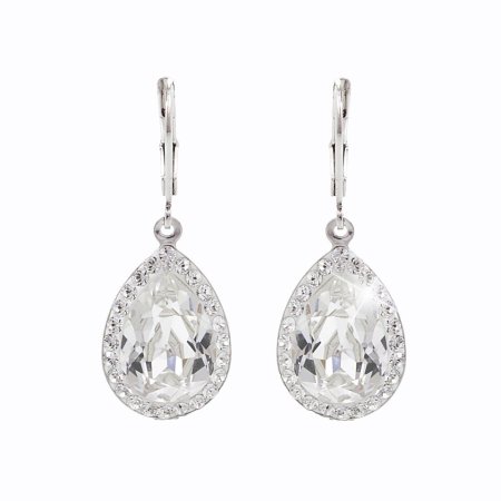 Náušnice čiré se Swarovski Elements Kapka Krystal